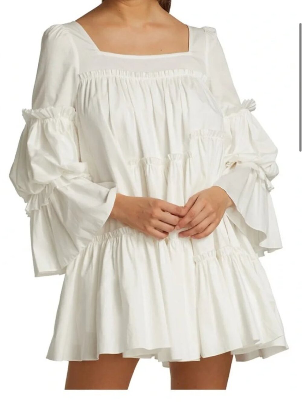 AJE l'espirit White Babydoll Puff Sleeve Mini Dress Woman S/M Tag Removed